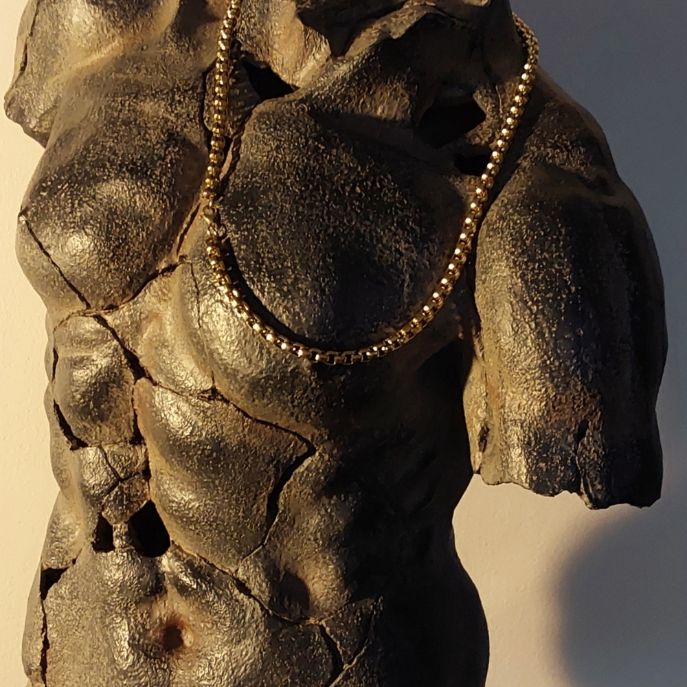 MEN'S HEAVY GILT GOLD BOX LINK CHAIN